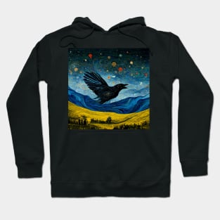 crow flight in sky van gogh style Hoodie